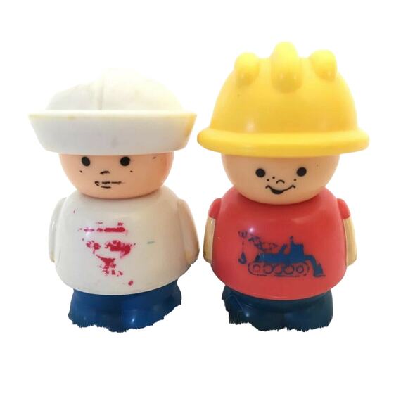SHELCORE 2 Vintage People Toy Figures Construction Worker Sailor Preschool - Picture 1 of 6